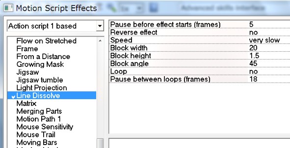 select the line dissolve effect